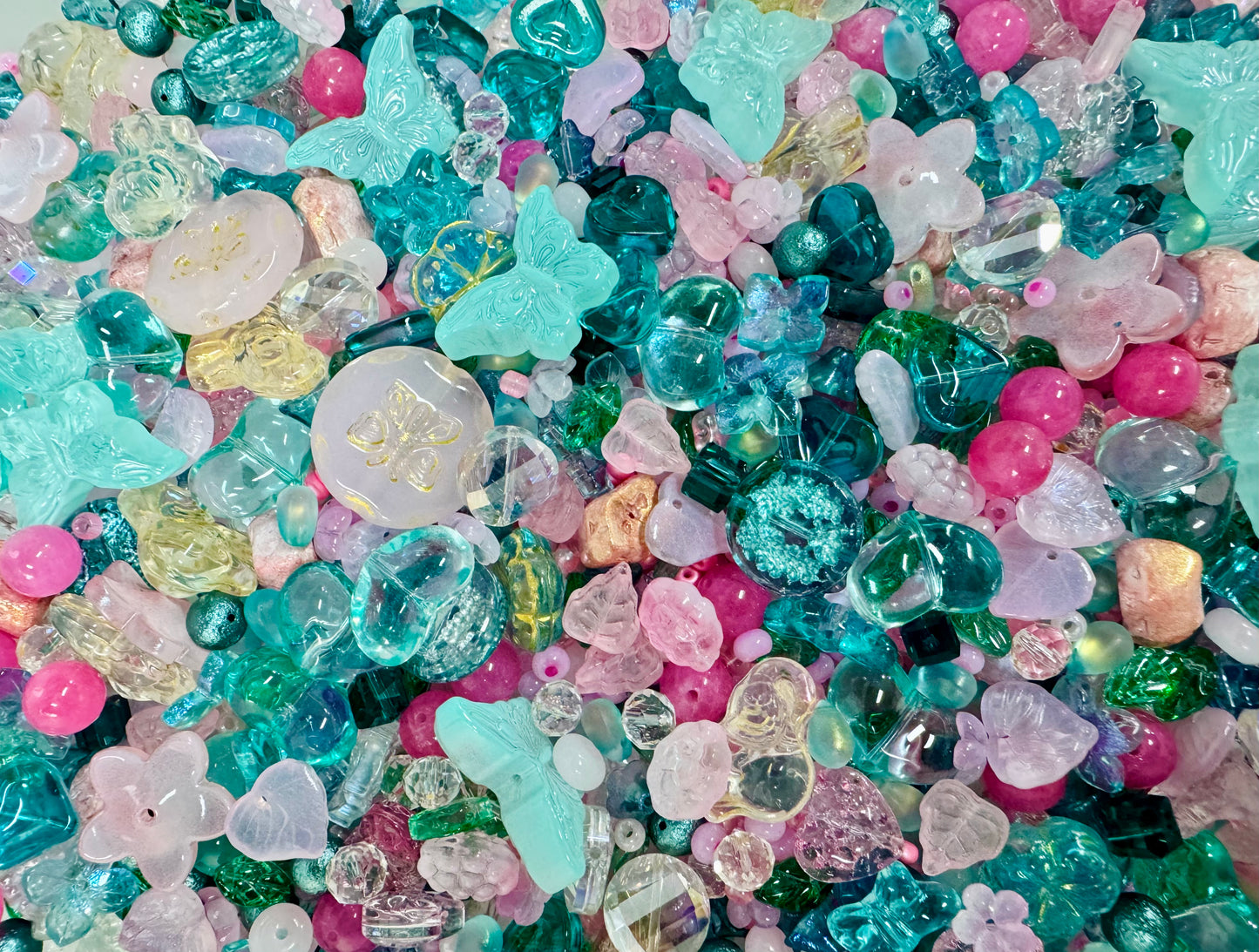 teal pink floral mix