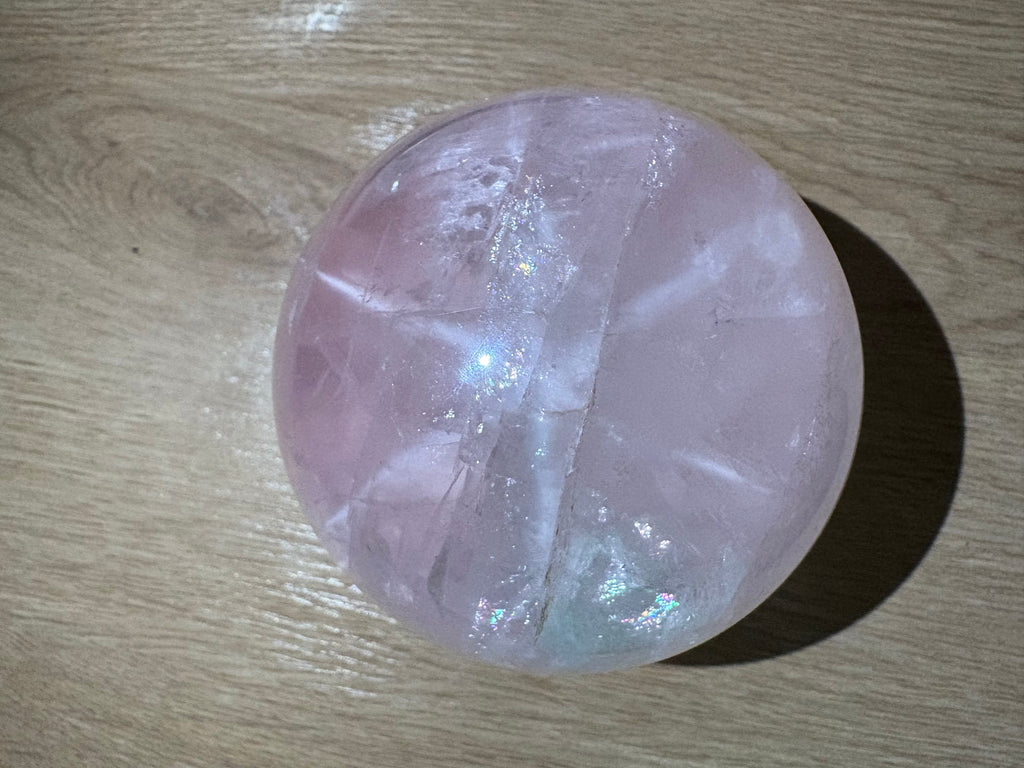 lavender rose quartz sphere with six stars