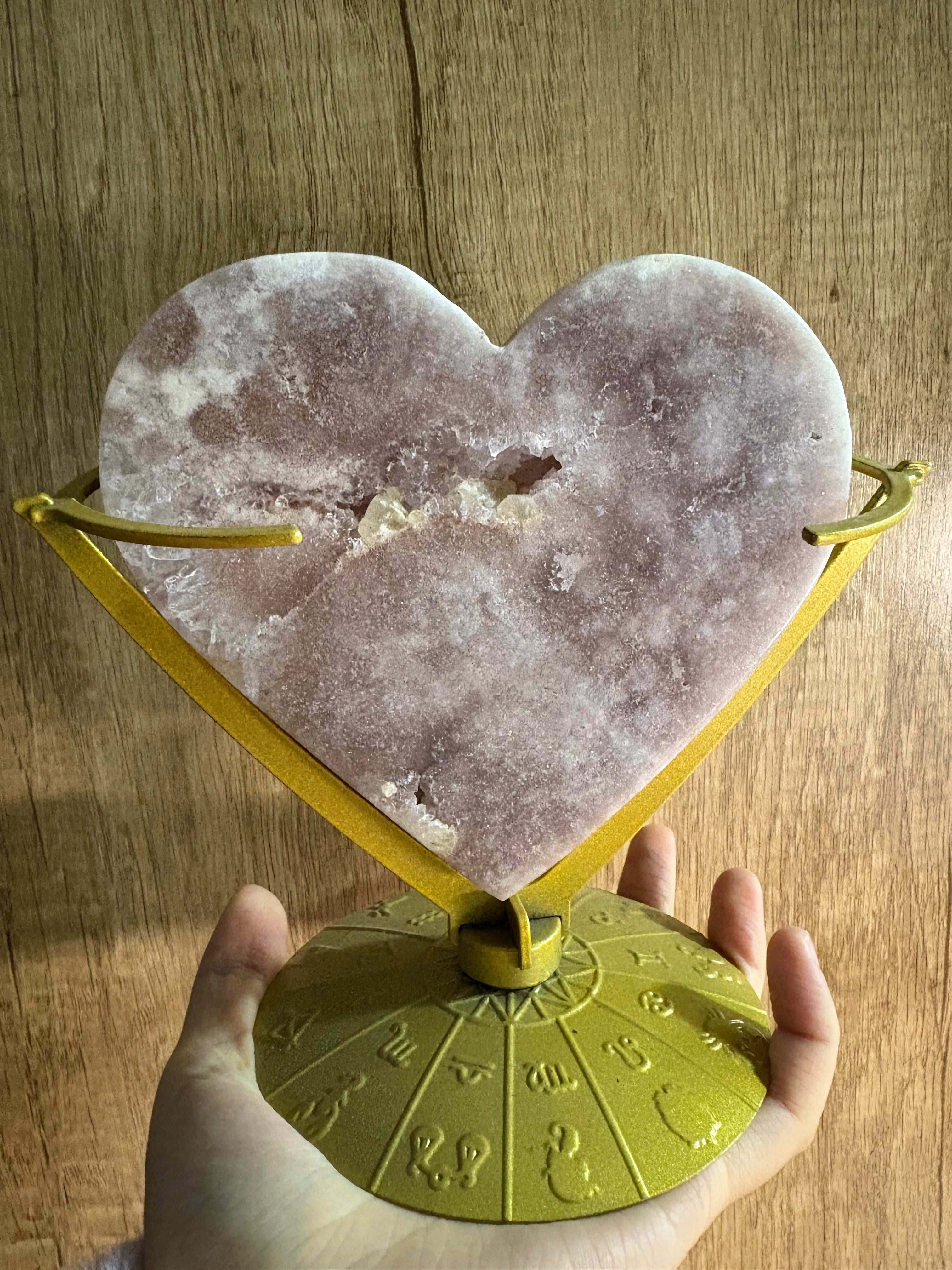 pink amethyst heart and moon