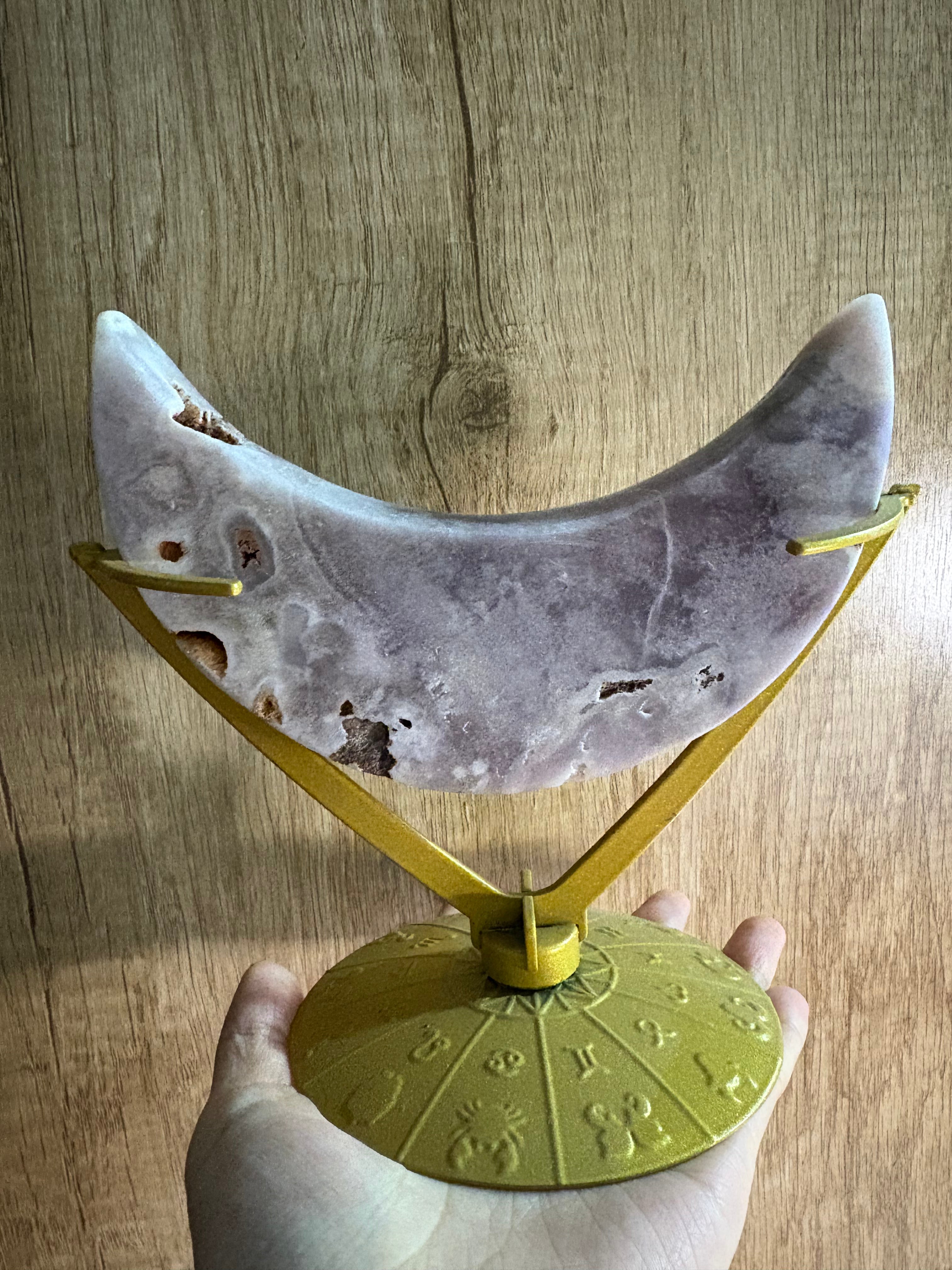 pink amethyst heart and moon